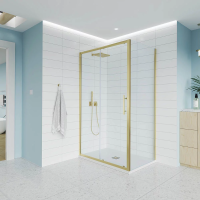 Душевой угол раздвижной E1-SP-G-12070-01-C9 1200х700x1950 Цвет профиля Золото брашинг Стекло  Прозрачное Veconi