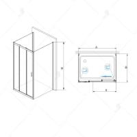 Душевой уголок RGW PA-73 (PA-13 + Z-050-2) прямоугольный  110* 80*195 060873118-011 профиль Хром стекло Прозрачное 5 мм RGW