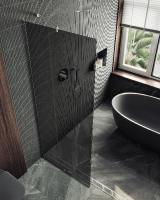 Душевая перегородка в профиле MaybahGlass 1950*790 Стекло 8 мм Графит   Профиль: Узкий, Цвет Хром матовый MGD-698-5у