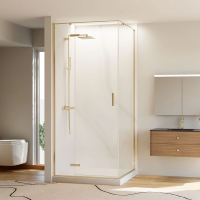 Душевой угол раздвижной прямоугольный RV073G-120100-01-C4 1200х1000х1950 Цвет профиля Золото брашинг Стекло Прозрачное Veconi