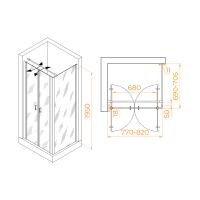 Душевой уголок RGW PA-144 (PA-104 + Z-050-2 + O-104) прямоугольный   80* 70*195 060814487-011 профиль Хром стекло Прозрачное 6 мм RGW