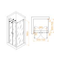 Душевой уголок RGW PA-134 (PA-104 + Z-050-2 + O-104) прямоугольный   70* 70*195 060813477-011 профиль Хром стекло Прозрачное 6 мм RGW