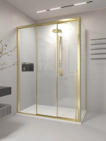 Душевой угол раздвижной 1700х800x2000 цвет профиля Золото брашинг стекло прозрачное PR3/L-SP-17080-01-G-C4 Premium Veconi