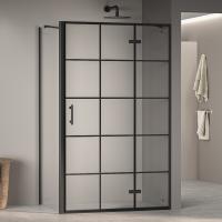 Душевой уголок RGW PA-77B R (PA-07B R + Z-050-2B) прямоугольный   90* 80*195 41087798-084R профиль Чёрный стекло Прозрачное(Принт) 6 мм RGW