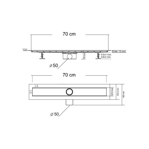 Душевой лоток Optima     Vincea SAY.601.70.B.M.S.NSNGH 754х125x70 цвет матовый черный Решетка  NISANGAH